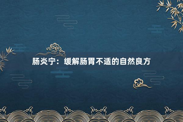 肠炎宁：缓解肠胃不适的自然良方